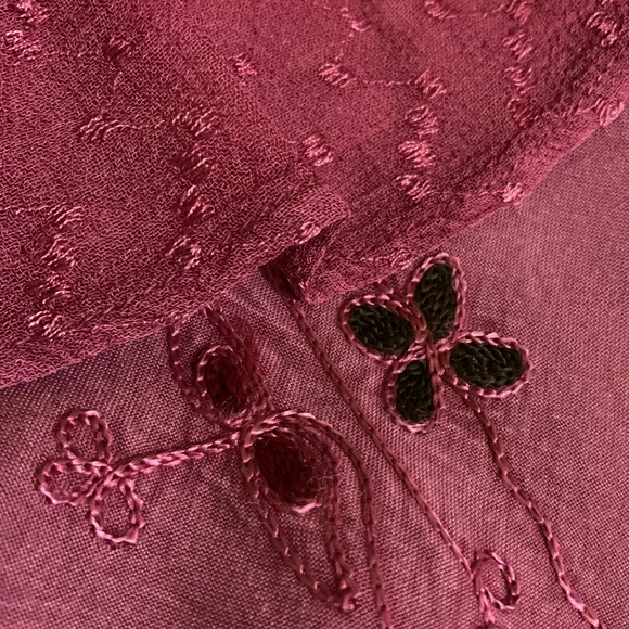 Dusty rose embroidered ruffles boho hippie sundress dress M as is - Picture 11 of 14